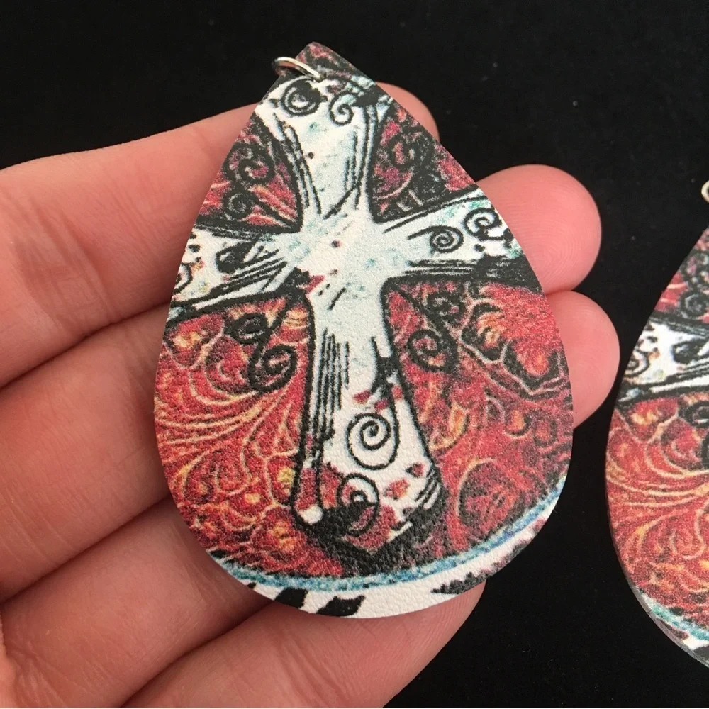 Cross Art Hook Dangle Fashion Earrings